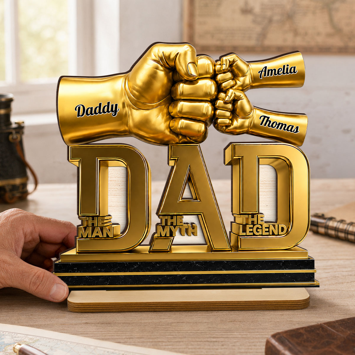 Dad The Man The Myth The Legend - Personalized 2-Layered Wooden Plaque -  Gift for Dad, Husband