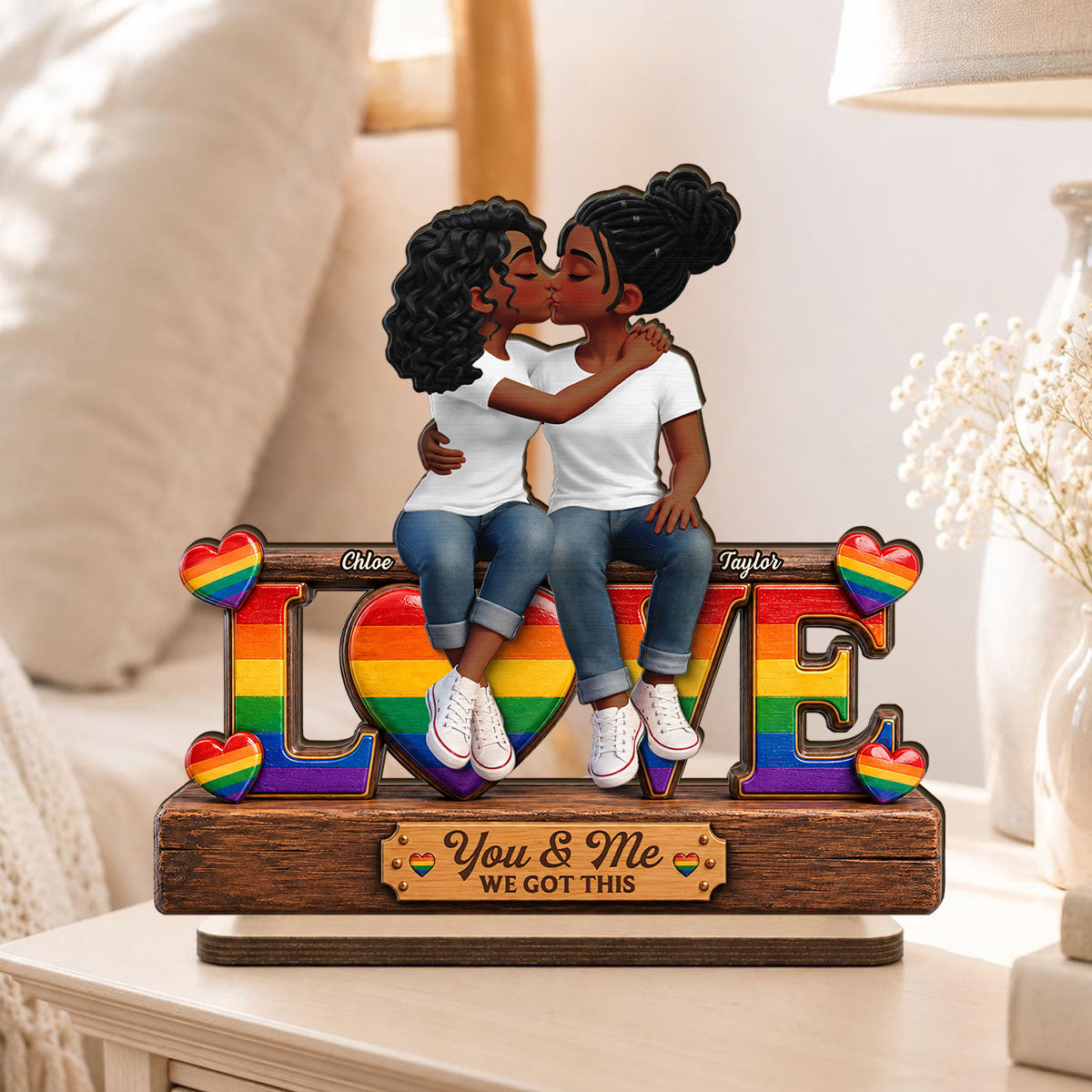 LGBT+ Couple Forever Love - Personalized 2-Layered Wooden Plaque - Gift For Couple, Happy Pride Month