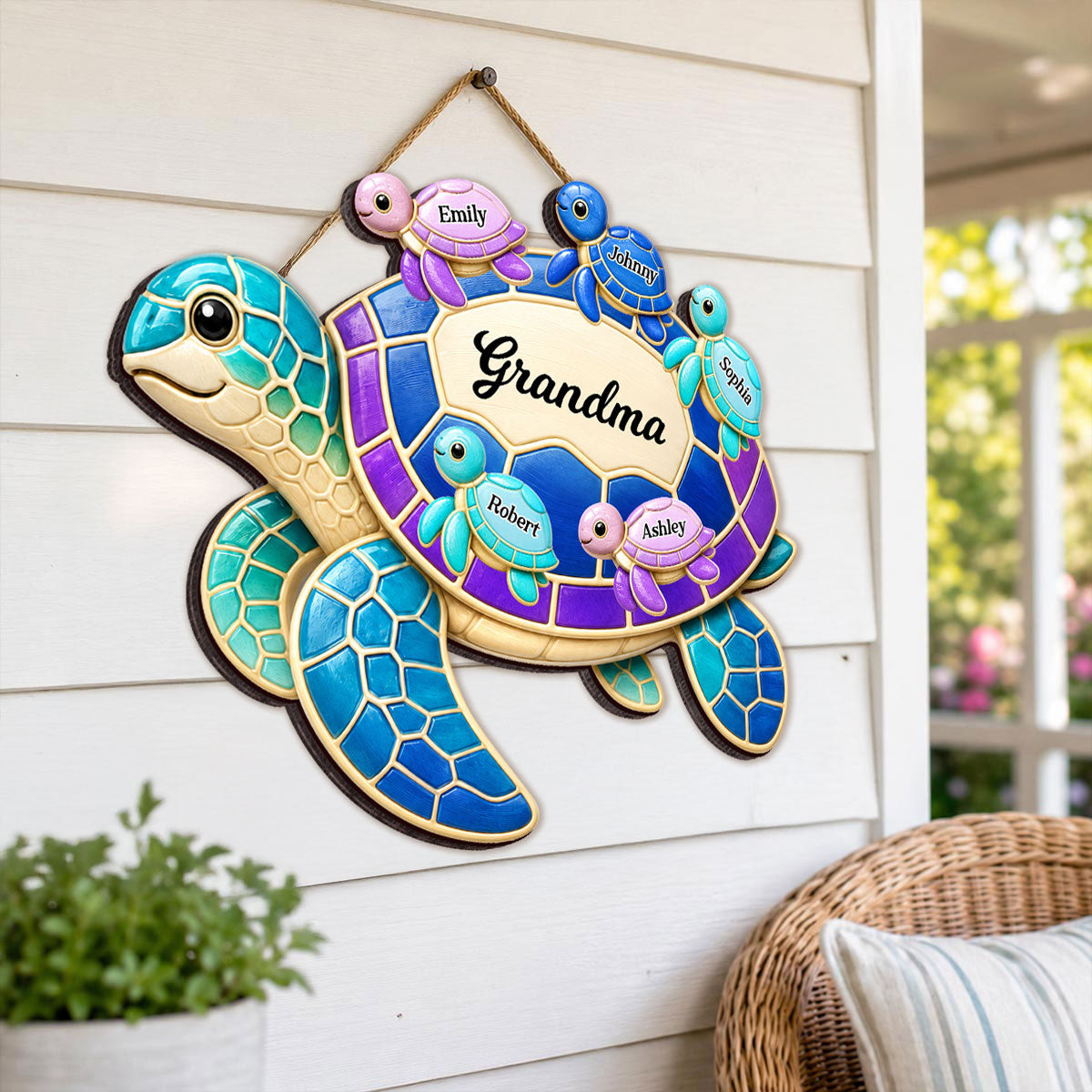 Summer Vibe Grandma Turtle - Personalized Wood Sign - Gift For Grandma, Summer Decoration