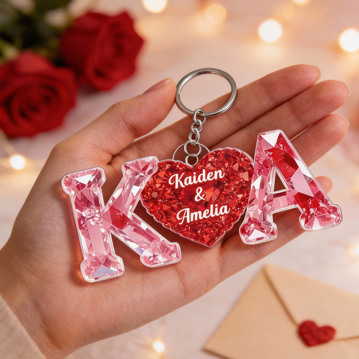 Couple Love Initial - Personalized Acrylic Keychain - Sentimental Anniversary, Valentine's Day Gift for her, for him