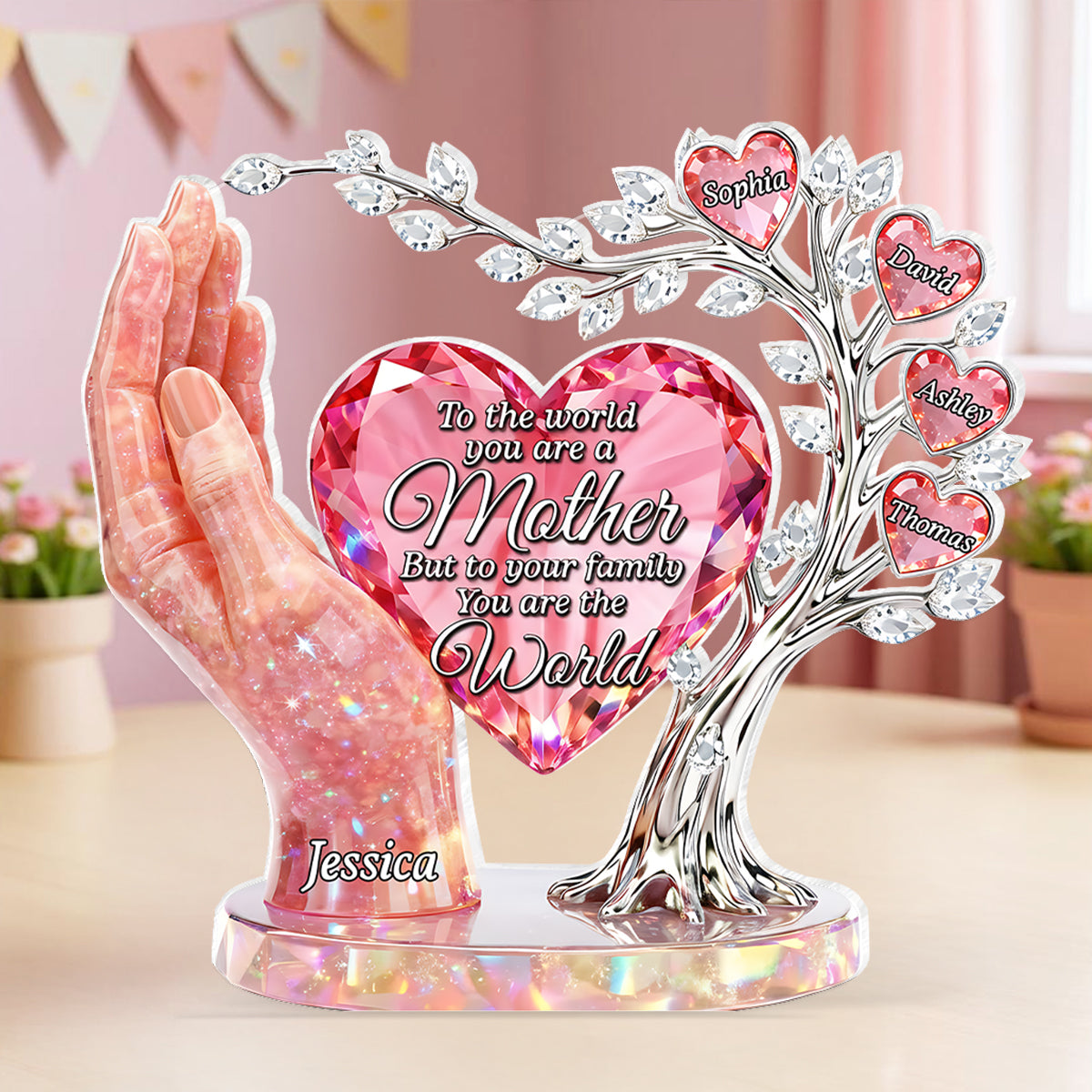 To the World You Are a Mother To Us You Are the World - Personalized Acrylic Block Plaque - Heartfelt Gift for Mom