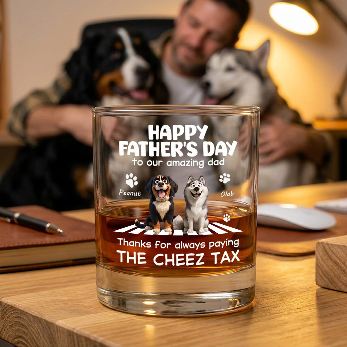 Happy Father's Day to My Amazing Dog Dad - Personalized Whiskey Glass - Father's Day Gift for Dog Dad, Husband