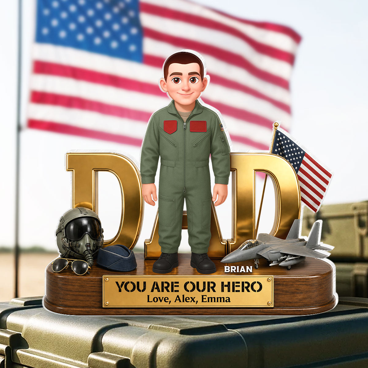 Proud American Air Force Dad You Are Our Hero - Personalized Acrylic Block Plaque -  Gift For Dad