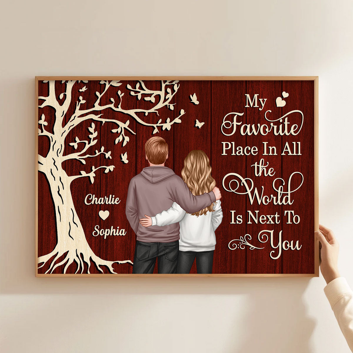My Favorite Place in All the World Couple Tree - Personalized Poster - Gift for him, Gift for her