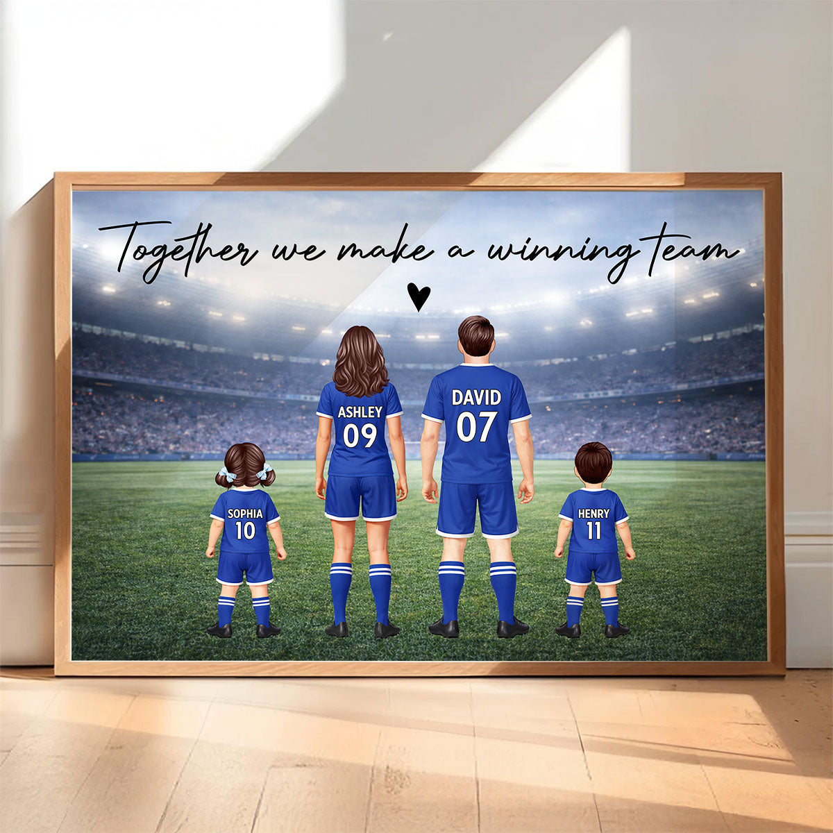 Family Dream Team Football - Personalised Poster - Gift For Football Mum, Dad