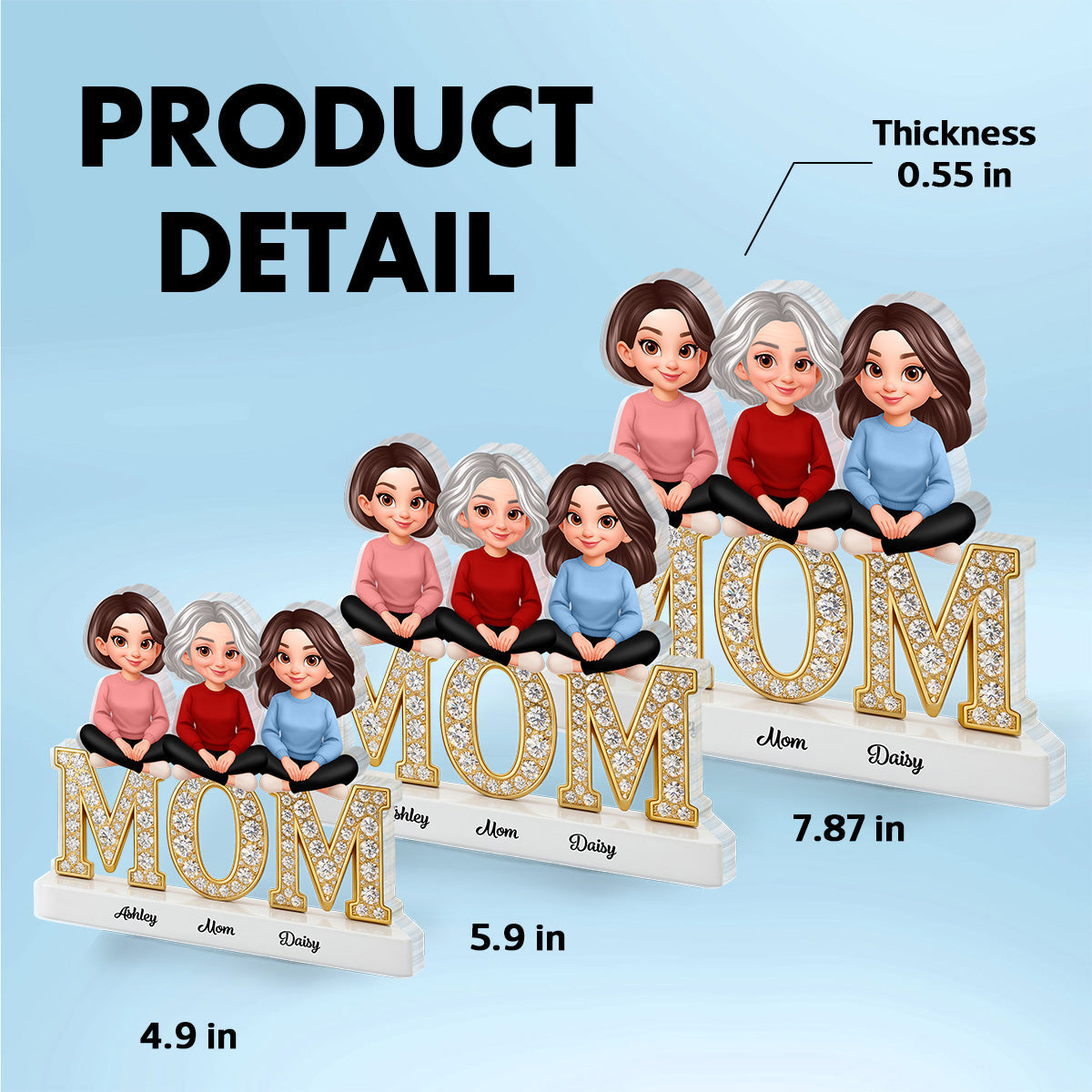 Heartfelt MOM And Daughters Sons Forever Linked Together - Personalized Acrylic Block Plaque - Mother's Day Gift For Mom