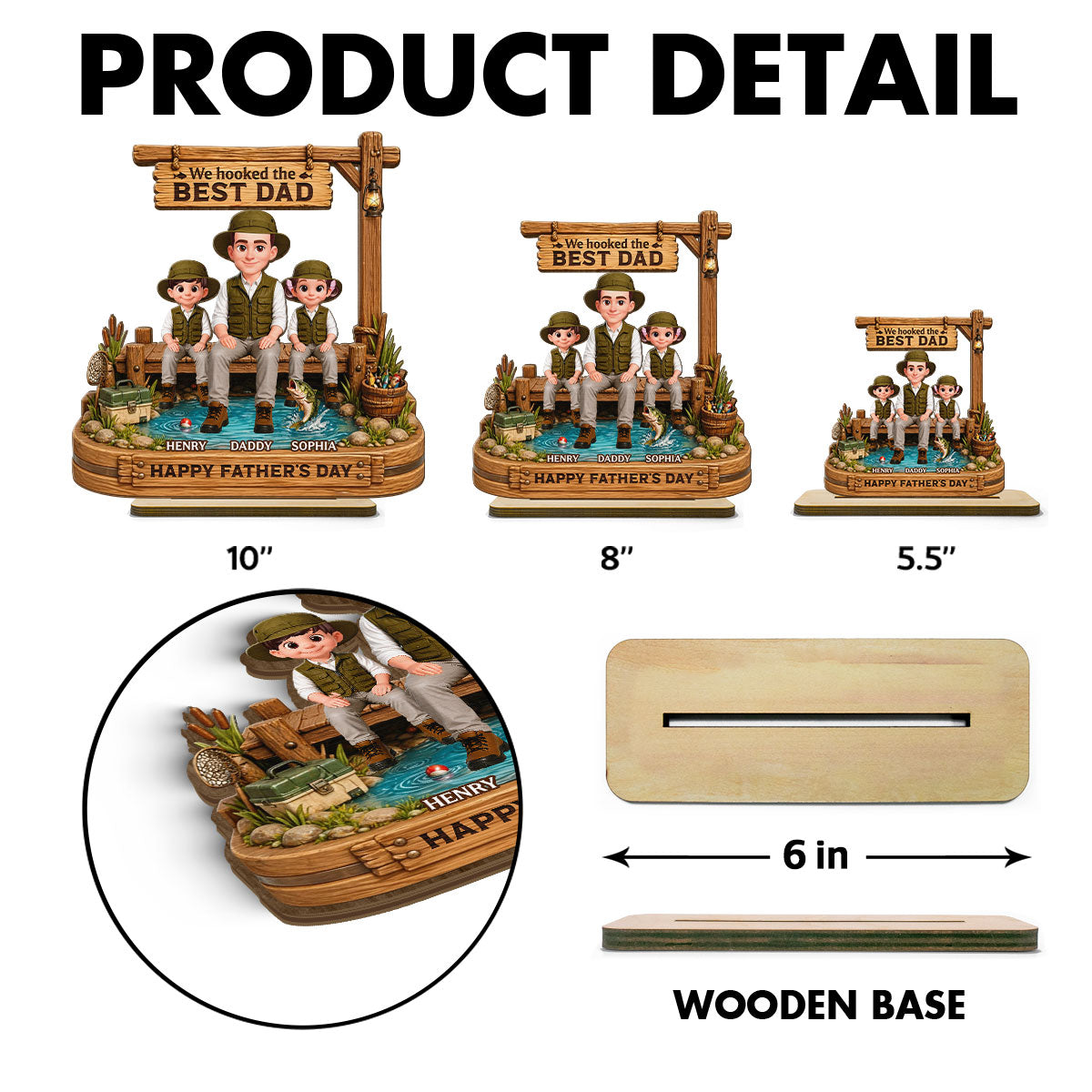We Hooked The Best Dad Fishing - Personalized 2-Layered Wooden Plaque -  Gift For Fishing Dad, Fishing Lovers
