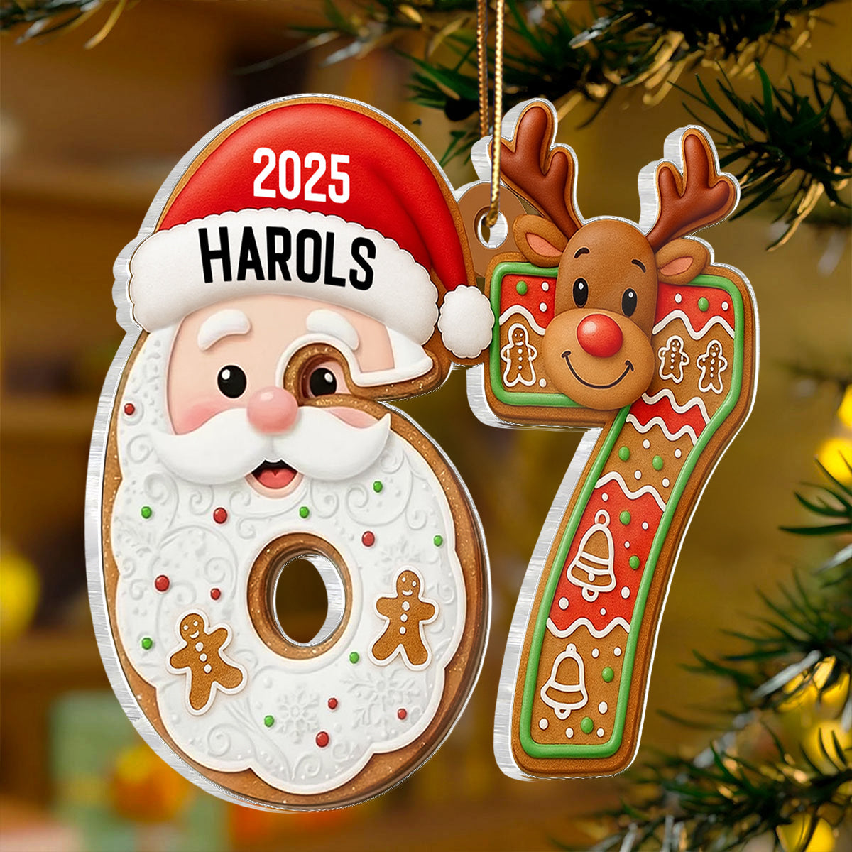 Custom Six Seven Santa Christmas - Personalized Acrylic Ornament - Funny Teen Slang Ornament, Gen Z Teenager Tween Ornament, Christmas Gifts