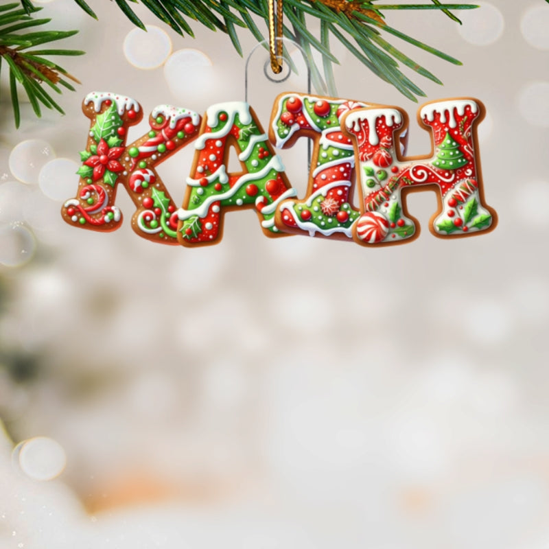 Custom Family Name Gingerbread Alphabet - Personalized Acrylic Ornament - Unique Christmas Gift For Family