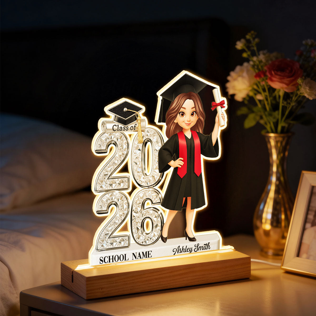 Class Of 2026 2027 Senior - Personalized Acrylic Plaque LED Night Light - Graduation Gift For Graduates, Daughter