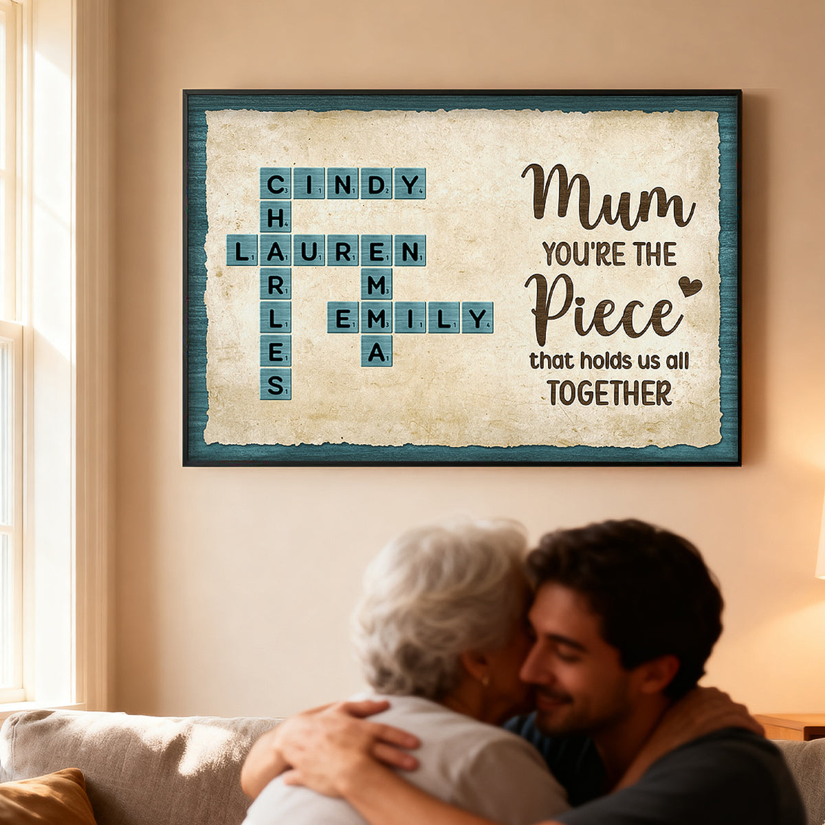 Mum You're The Piece That Holds Us All Together Crossword Puzzle Art - Personalised Poster - Mother's Day Gift for Mum