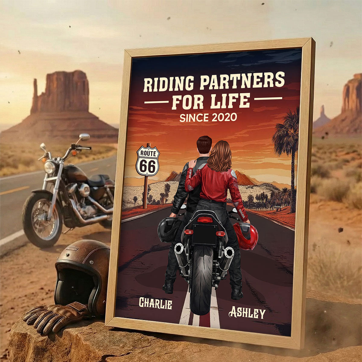 Bikers Couple Riding Partners for Life - Personalized Poster - Sentimental Nostalgia Gift for Him, Gift for Her