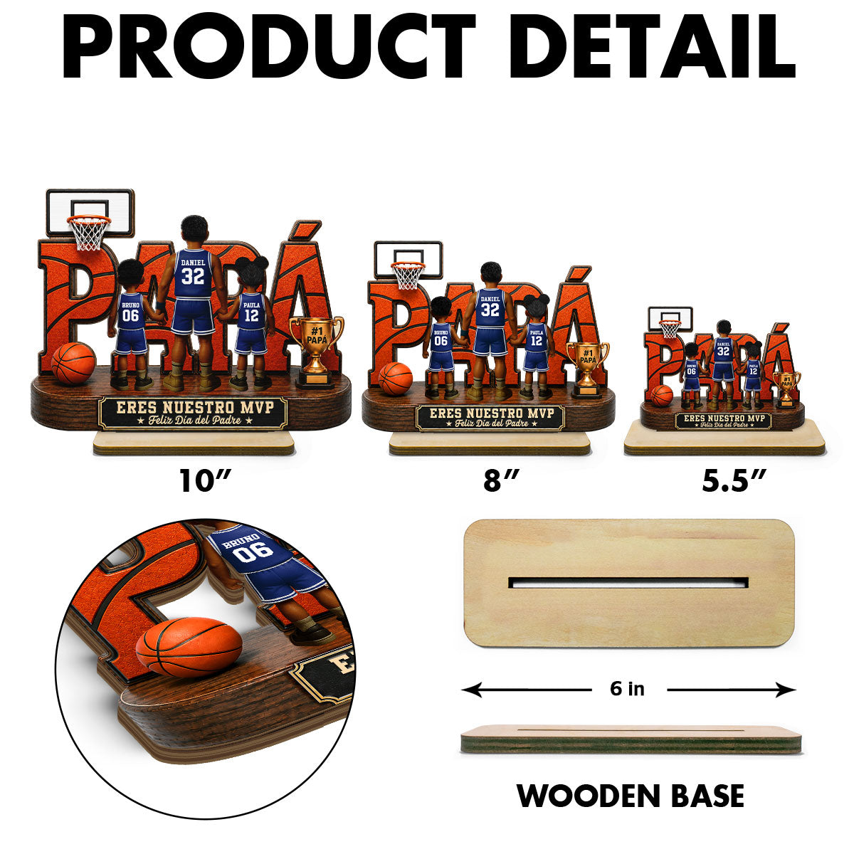 Leyenda Papá Basquetbolista, Tú Eres Nuestro MVP - Placa de Madera Personalizada de 2 Capas - Regalo del Día del Padre para Papá