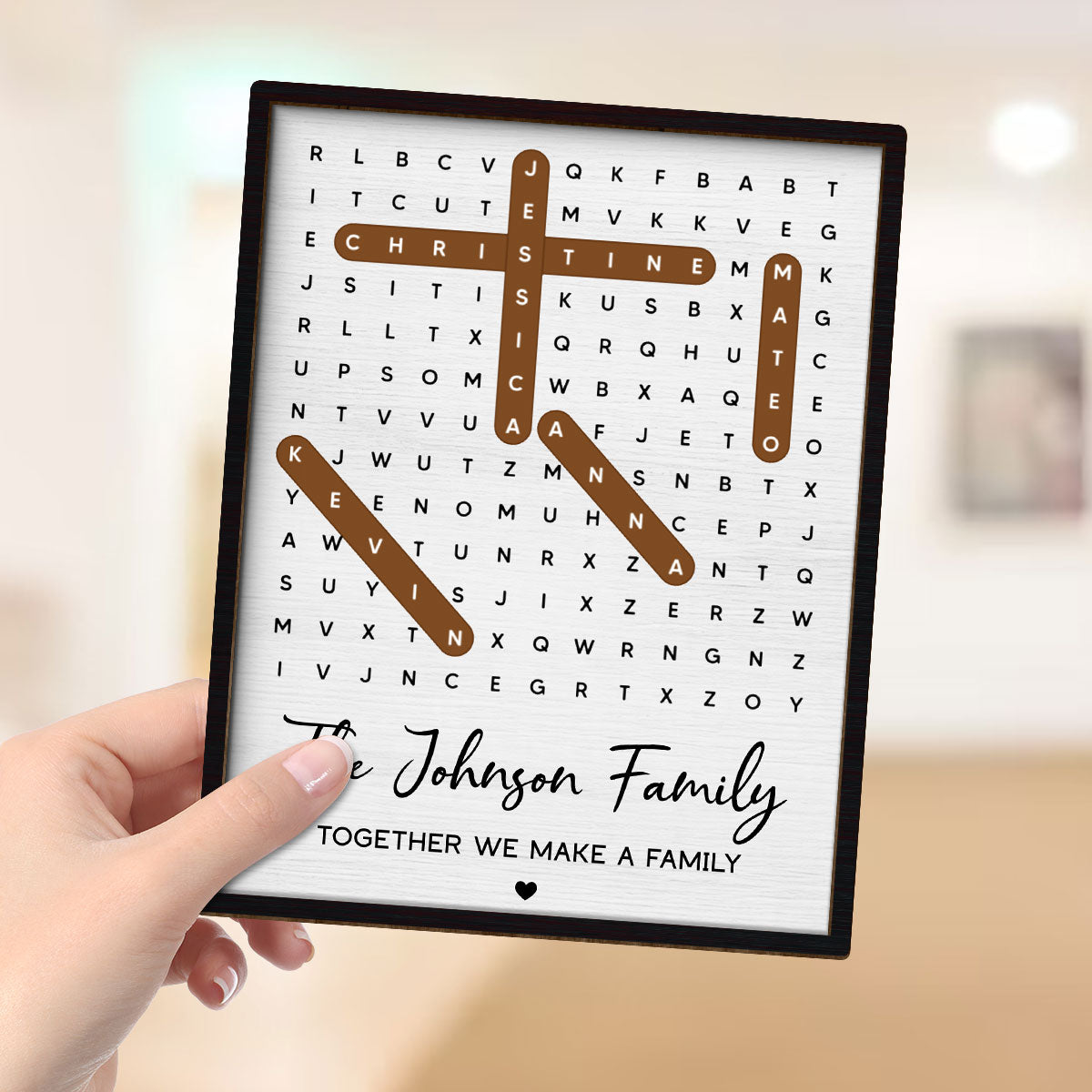Family Name Word Search Puzzle Created In A Moment, Treasured Forever - Personalized 2-Layered Wooden Plaque