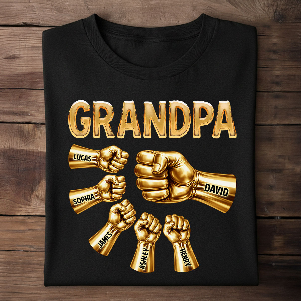 Grandpa Dad Strong Fist Bump - Personalized Shirt - Father's Day Gift For Grandpa