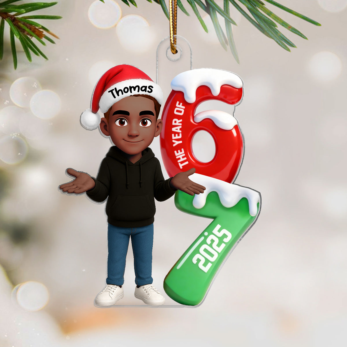3D Effect 67 Six Seven 2025 Slang Christmas - Personalized Acrylic Ornament - Funny Christmas Gift For Teen, Grandkid, Gen Alpha