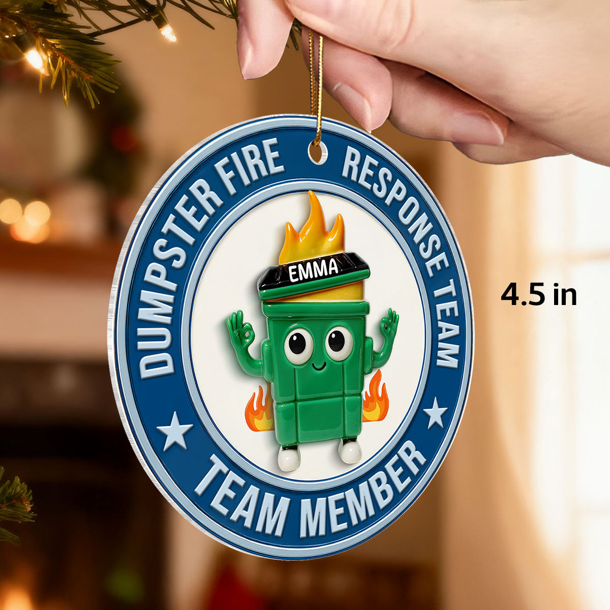 3D Effect Dumpster Fire Response Team - Personalized Acrylic Ornament - Funny Gift For Coworkers, Work Besties