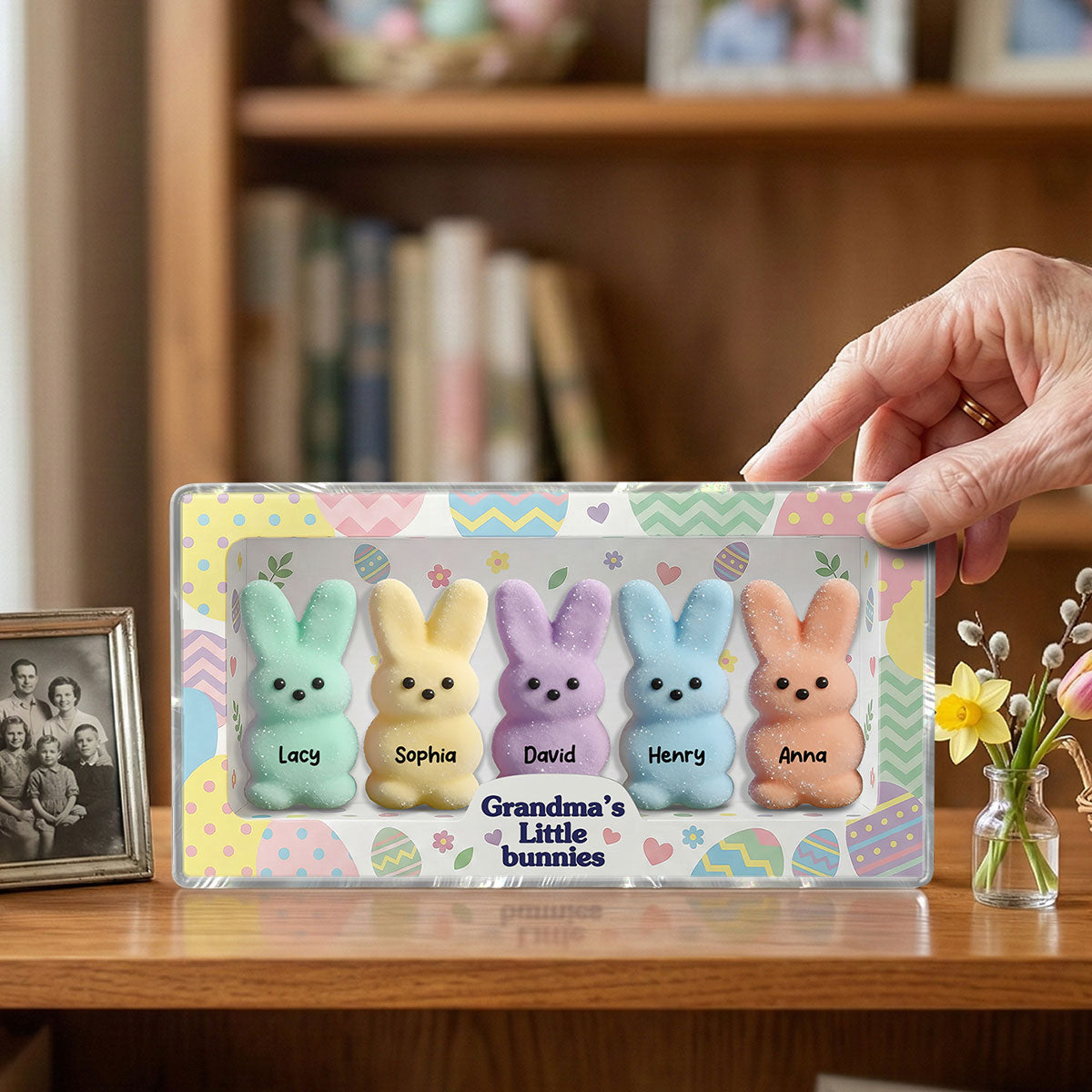 Easter Grandma Little Bunnies - Personalized Acrylic Block Plaque - Easter Decor Gift For Grandma