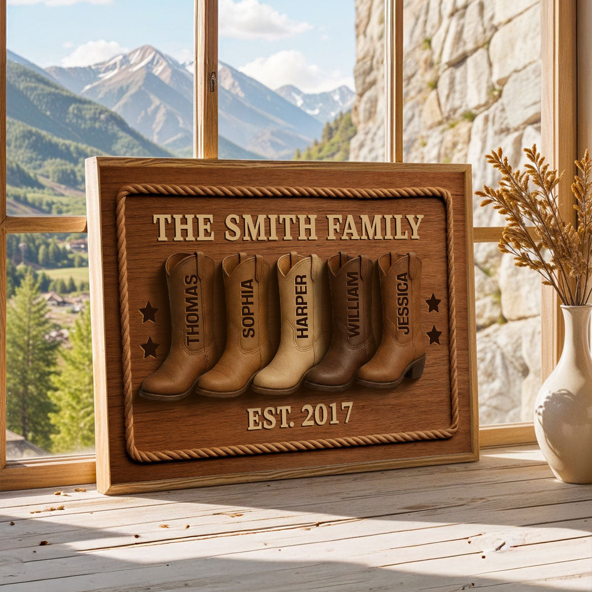 Family Cowboy Boots - Personalized Poster - Gift For Family