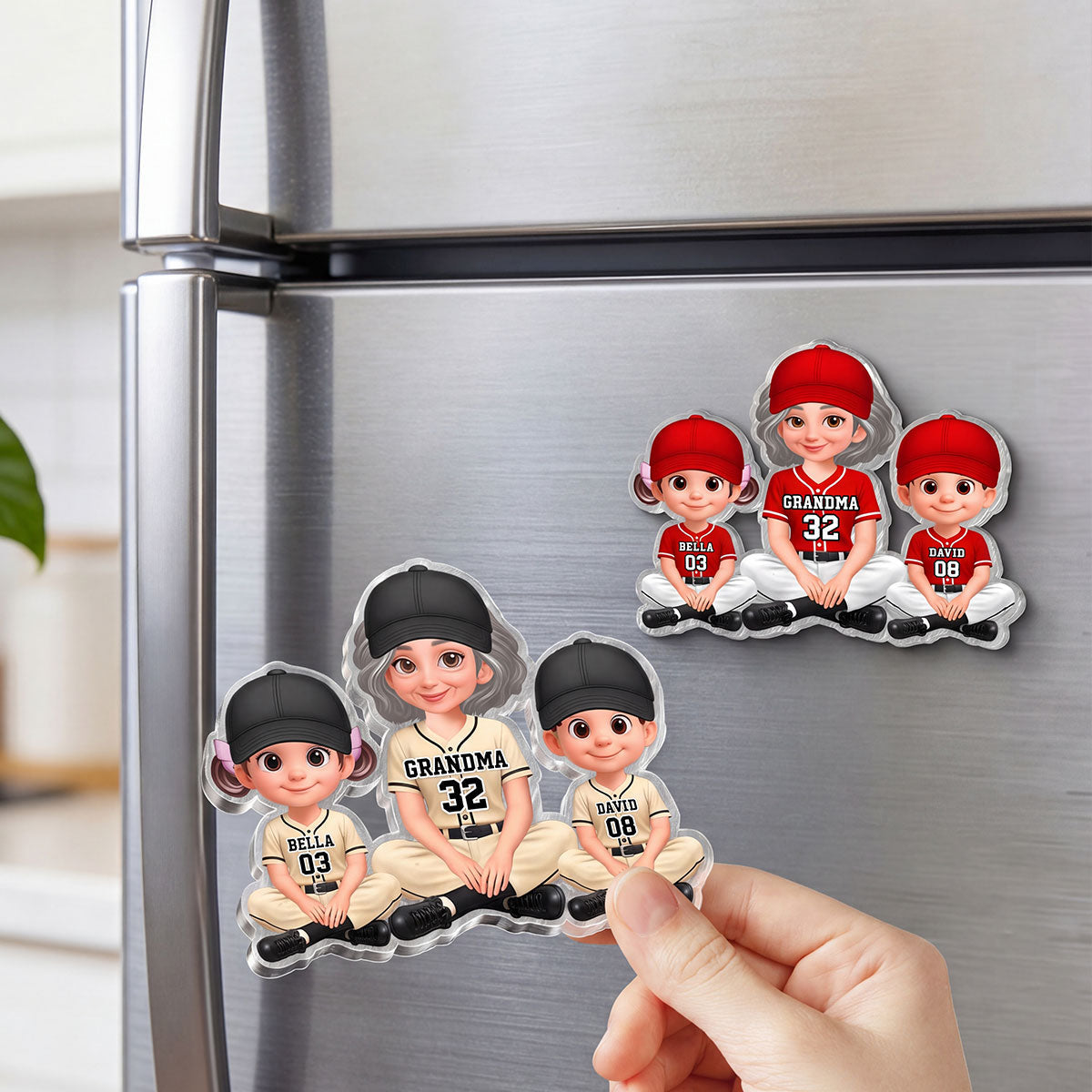 My Favorite Baseball Players Call Me Grandma - Personalized Acrylic Fridge Magnet - Mother's Day Gift For Grandma, Mom