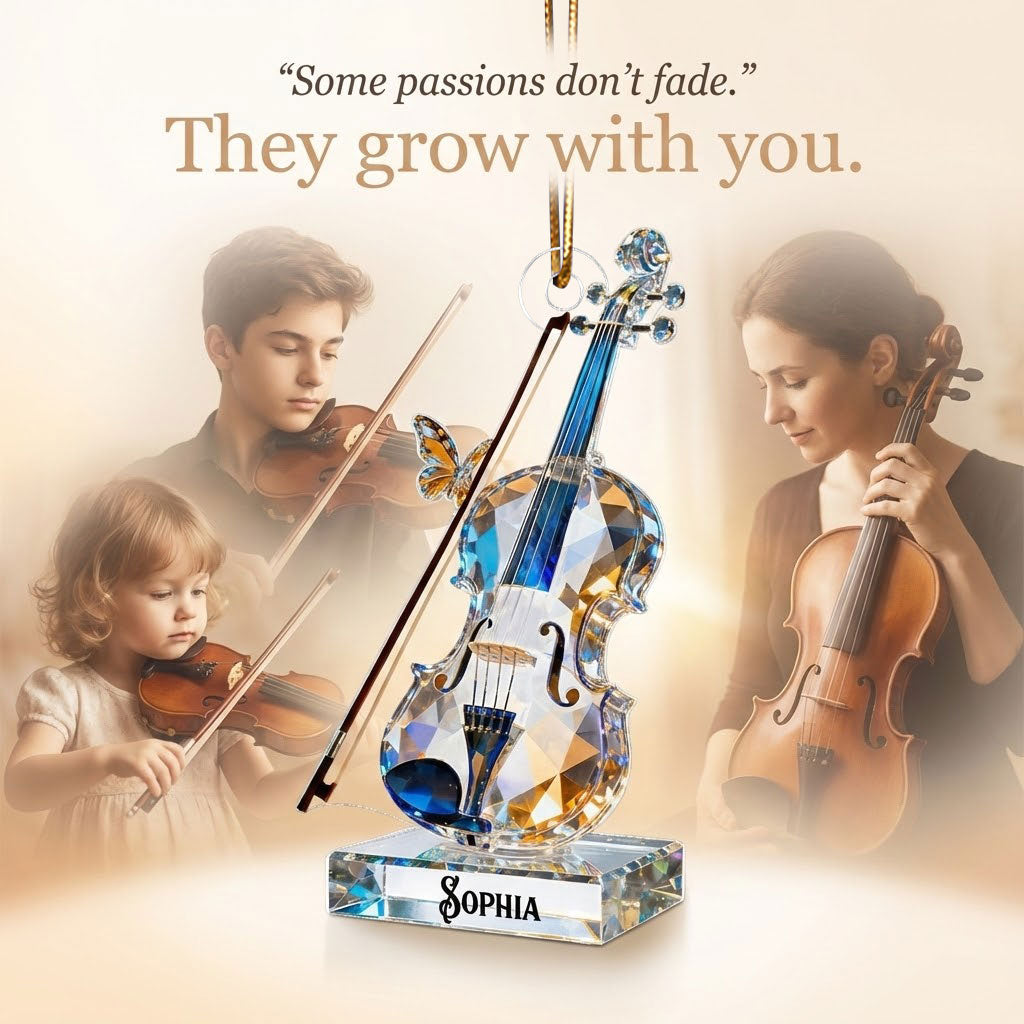 Violin Music Crystal Effect - Personalized Acrylic Ornament - Unique Gift For Violinist