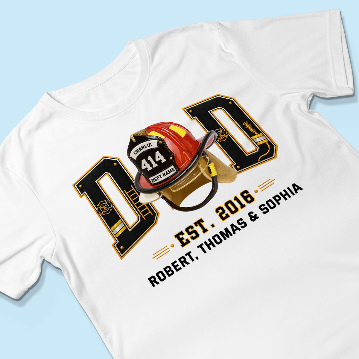 Proud Firefighter Dad Firefighter Helmet - Personalized Shirt - Father's Day Gift For Dad, Husband