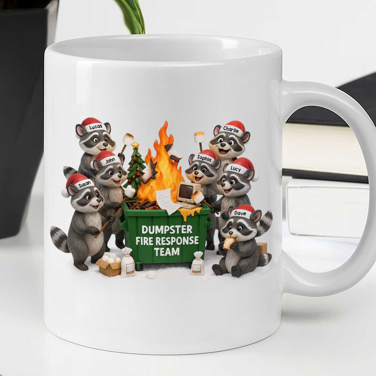 Funny Raccoon Dumpster on Fire Response Team - Personalized Mug - Funny Holiday Gift for Coworkers