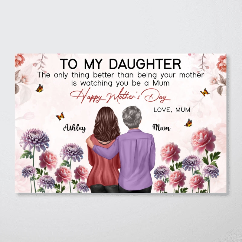 To My Daughter From Mum Birth Month Flower Floral Pink Tone - Personalised Poster
