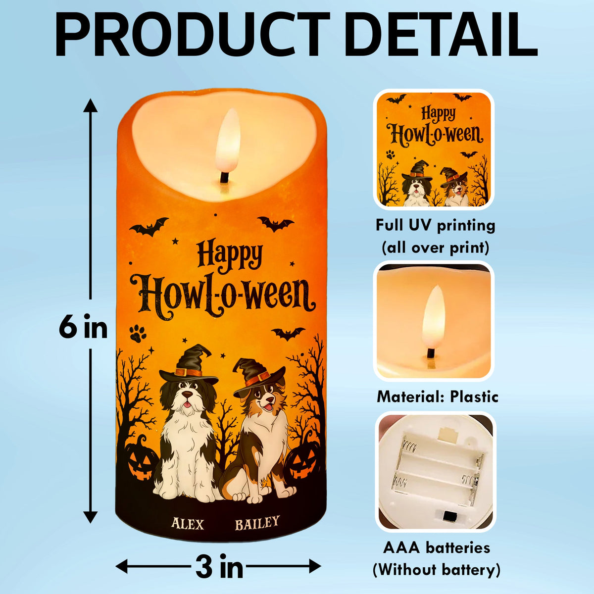Dog Mom Happy Howloween - Personalized LED Candle - Pawfect Halloween Decor for Dog Lover