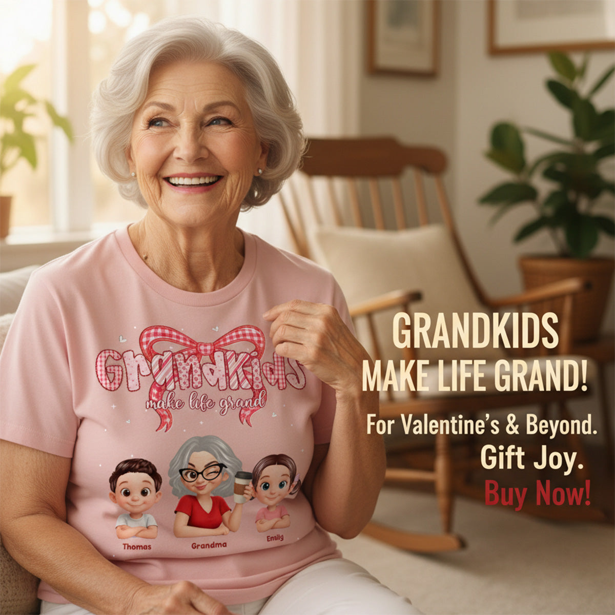 Valentine's Day Grandma Grandkids Make Life Grand - Personalized Shirt - Valentine's Day Gift For Grandma