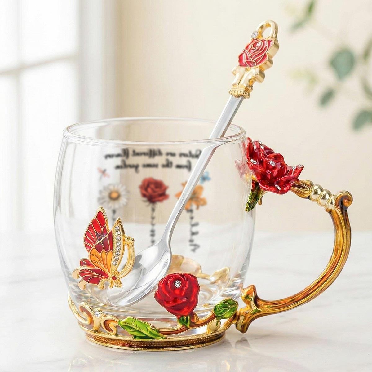 Sisters Are Flowers From Same Garden Custom Birth Month Flowers - Personalized Enamel Flower Tea Cup - Gift For Sisters