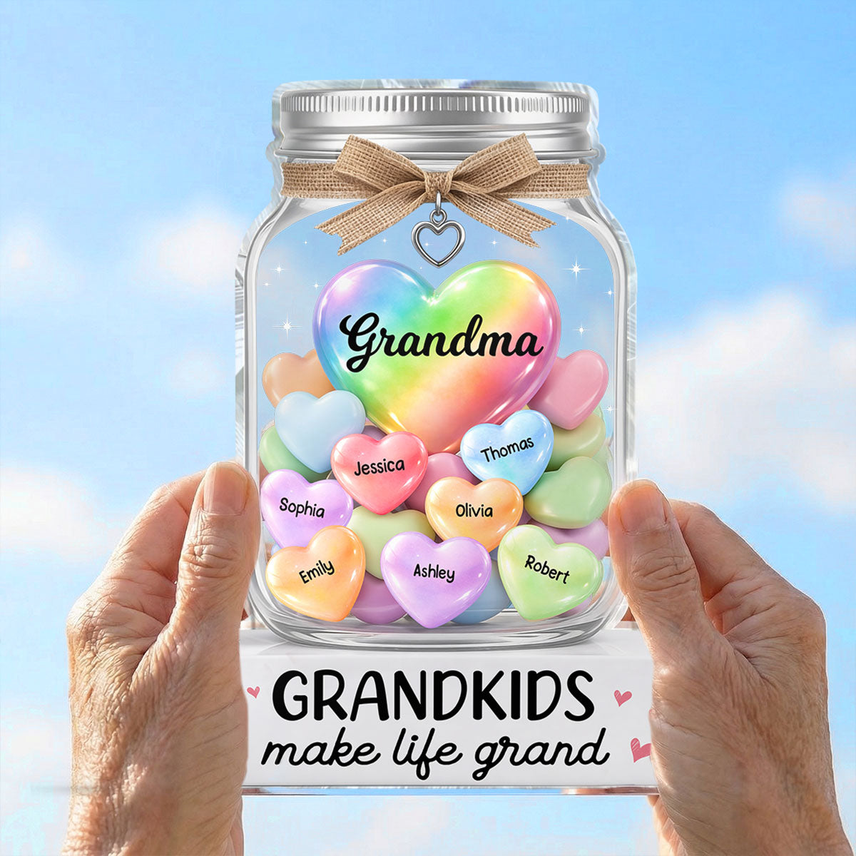 Grandma's Jar of Sweethearts 2D Flat - Personalized Acrylic Block Plaque - Heartfelt Mother's Day Gift For Grandma