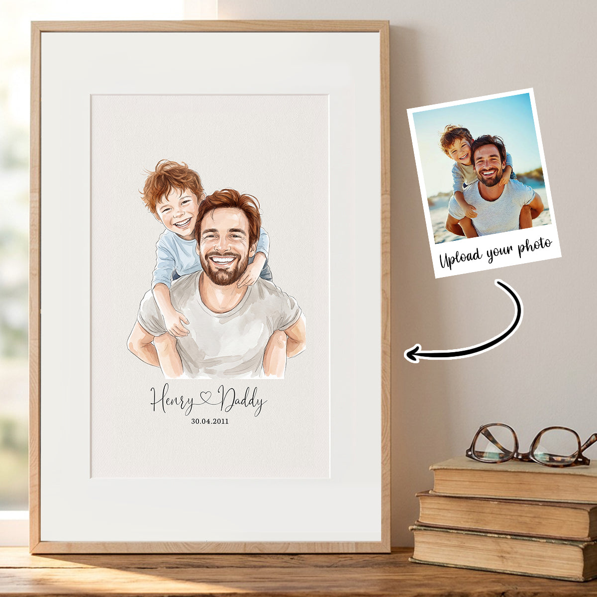 Custom Watercolor Portrait from Photo - Personalized Poster - Father's Day Gift for Dad, Husband