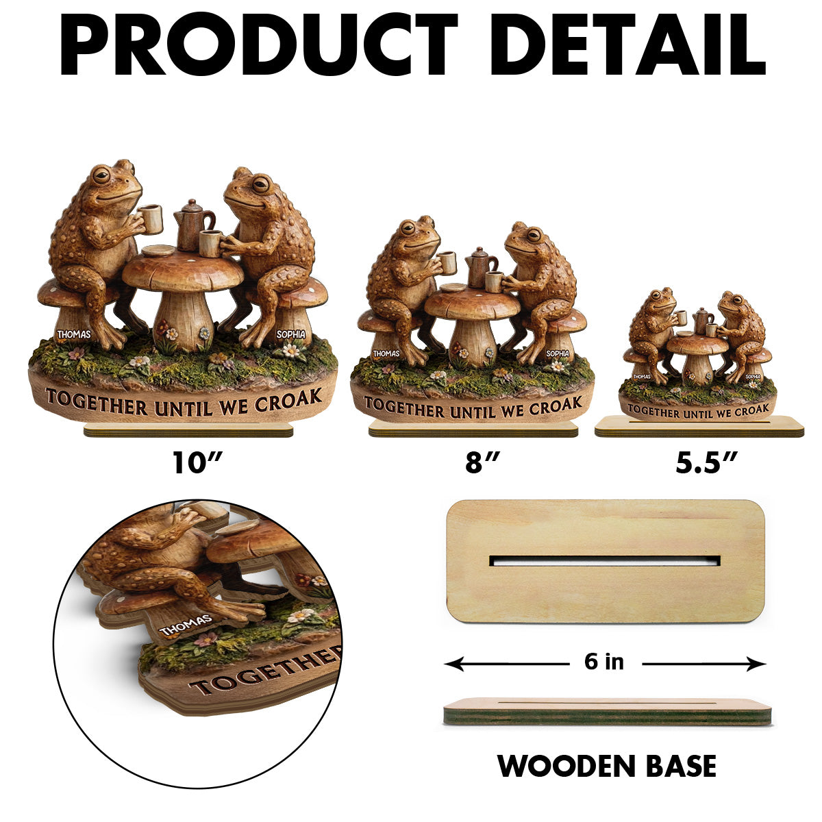 Together Until We Croak 2D Flat Toad Couple In Garden - Personalized Wooden Plaque - Gift For Him, Gift For Her