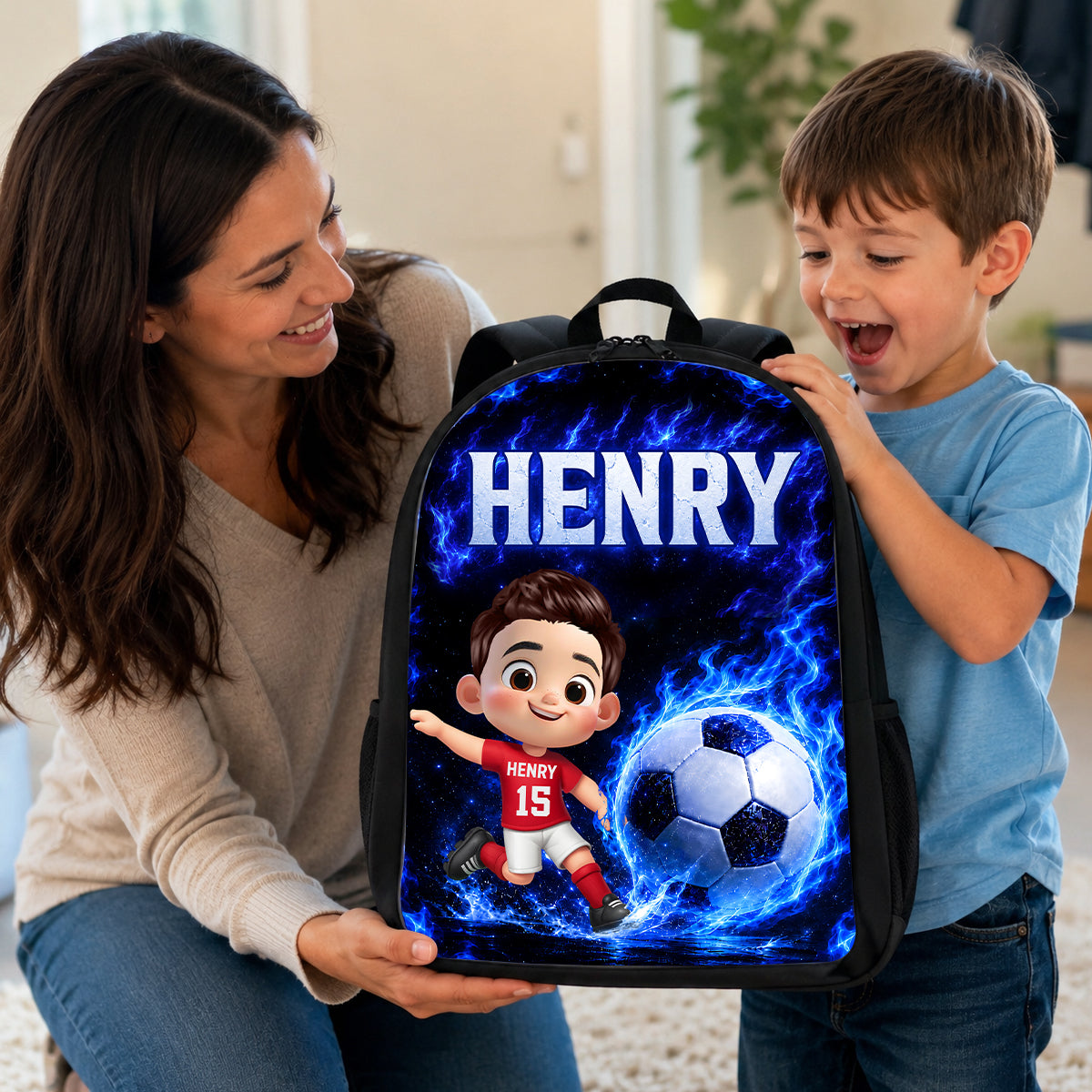 Soccer Trendy Design Backpack for Boys Girls - Personalized Backpack - Back to School Gift for Daughter, Son
