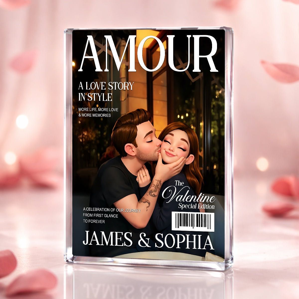 Couple Love Story Magazine Cover - Personalized Acrylic Block Plaque - Anniversary, Valentine's Day Gift, Gift For Him, Gift For Her