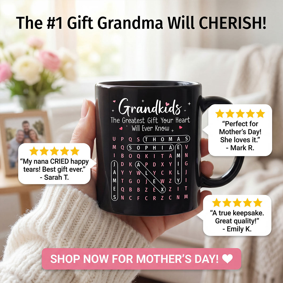 The Greatest Gift You Ever Know Word Search Puzzle Art - Personalized Mug - Gift For Grandma