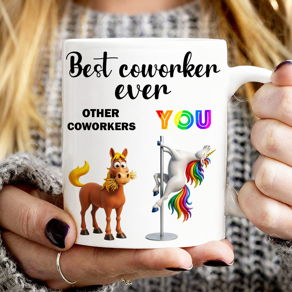 Funny Unicorn Coworker - Personalized Mug - Christmas Gift for Coworker, White Elephant