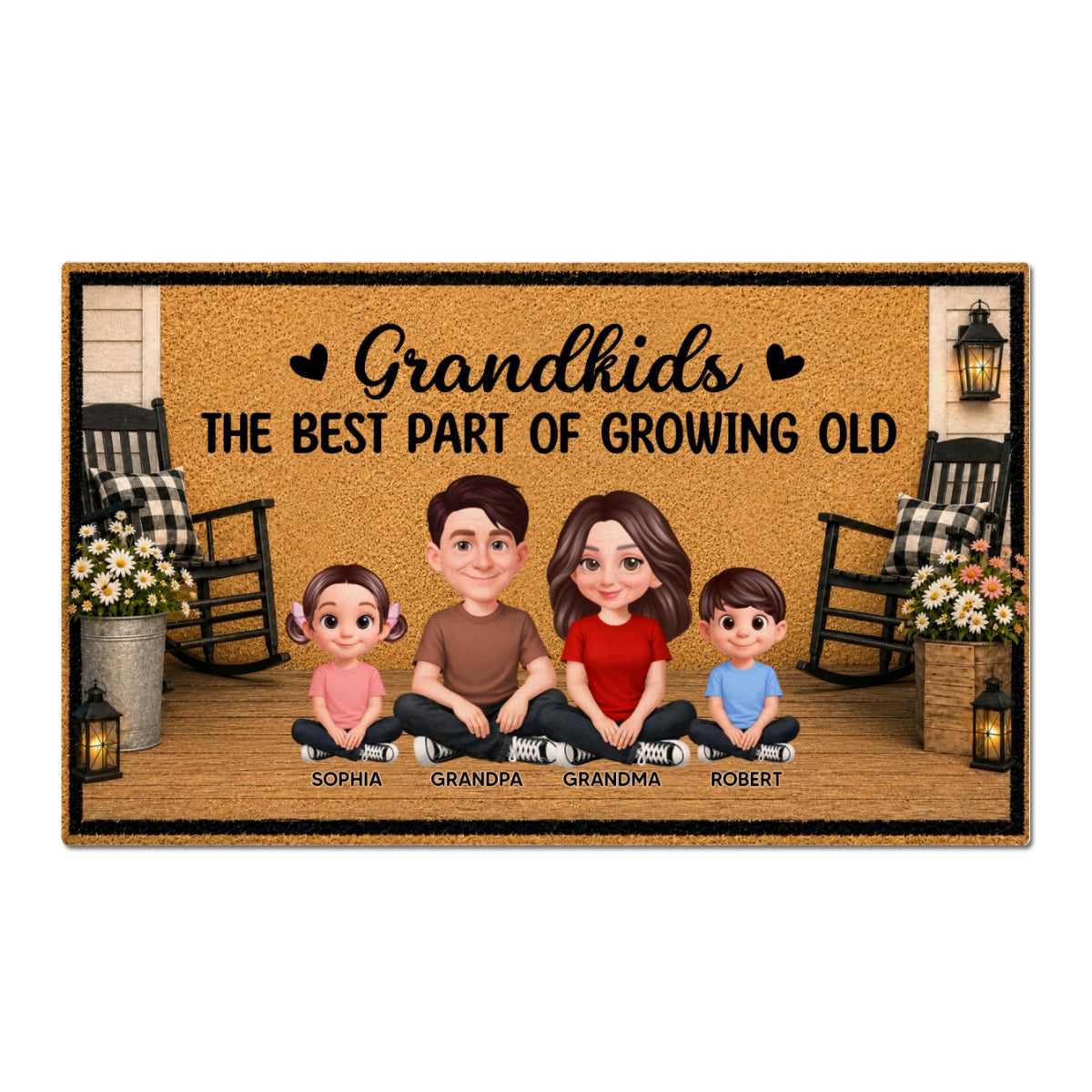 Grandpa Grandma House Porch Grandkids Best Part Of Growing Old - Personalized Doormat - Gift For Grandparents, Spring Summer Decoration