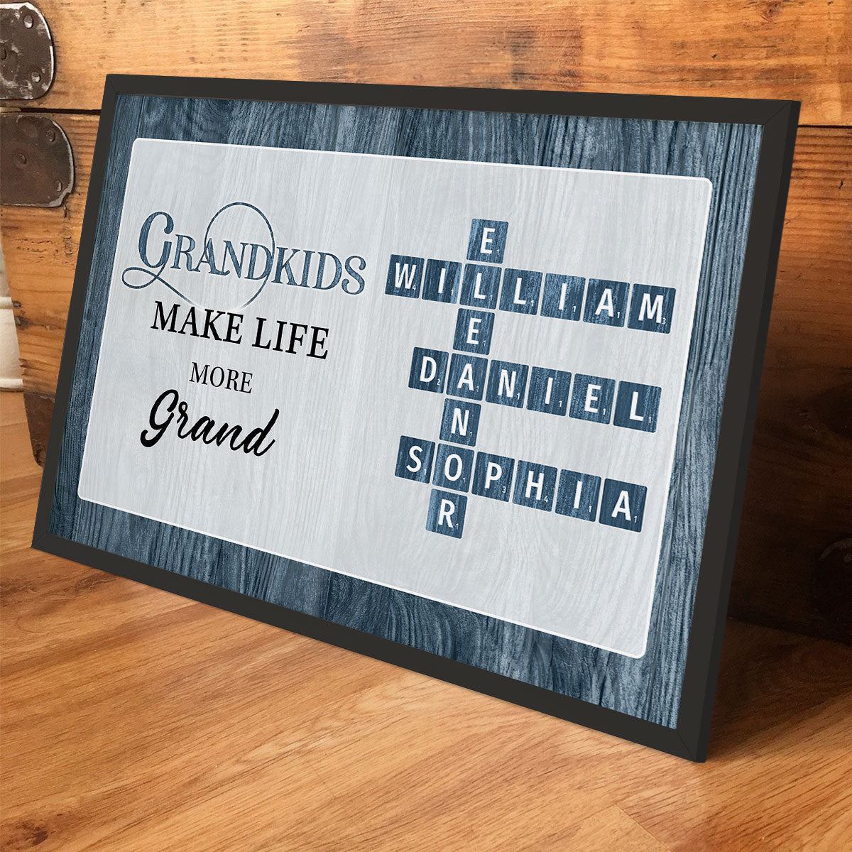Grandkids Make Life More Grand Crossword Puzzle Art, Personalized Poster