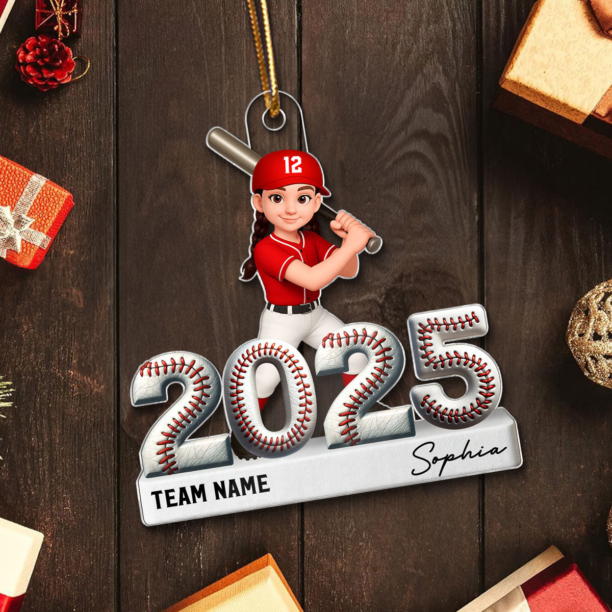 Proud Baseball Player With Year 3D Effect - Personalized Acrylic Ornament - Gift For Teenage, Kids