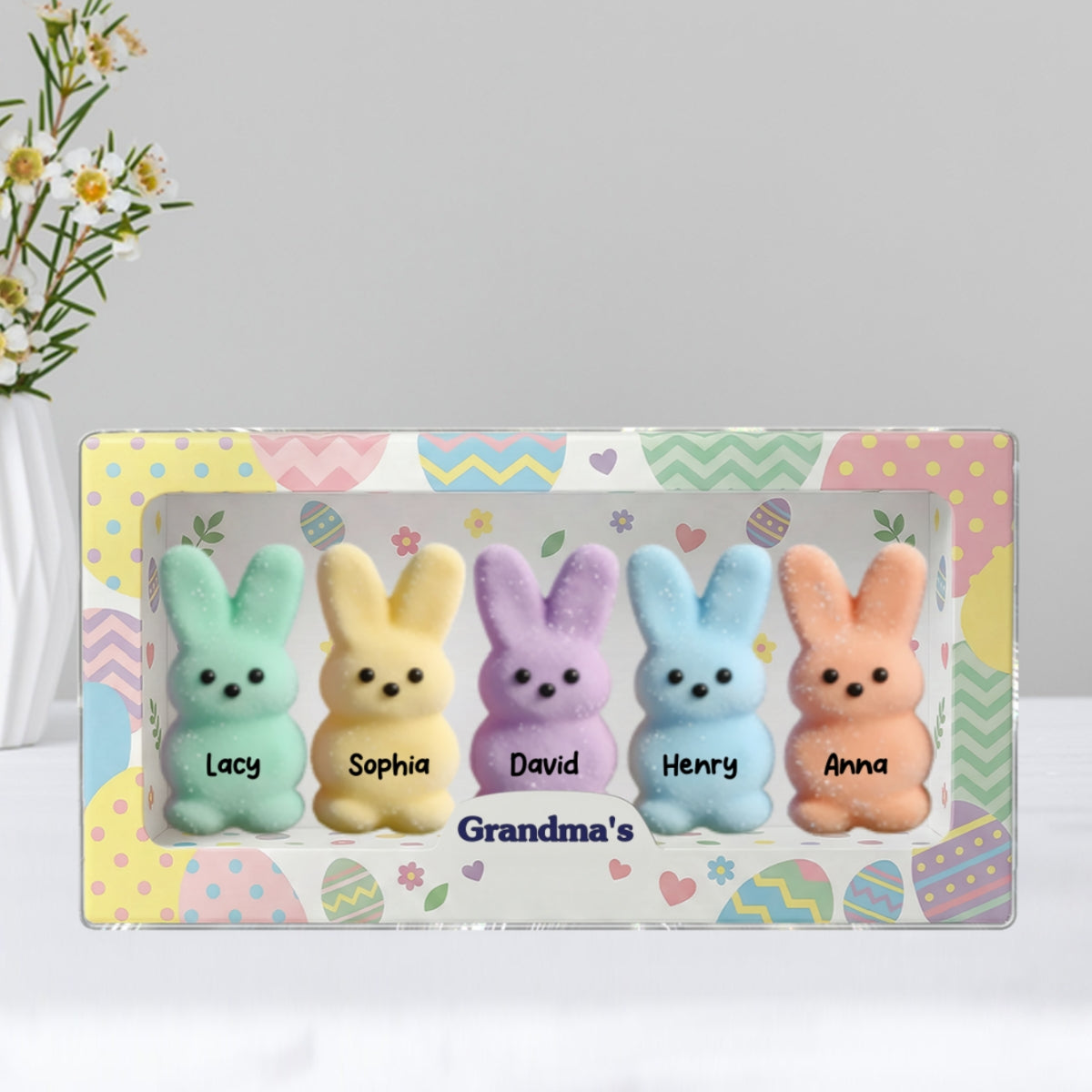 Easter Grandma Little Bunnies - Personalized Acrylic Block Plaque - Easter Decor Gift For Grandma