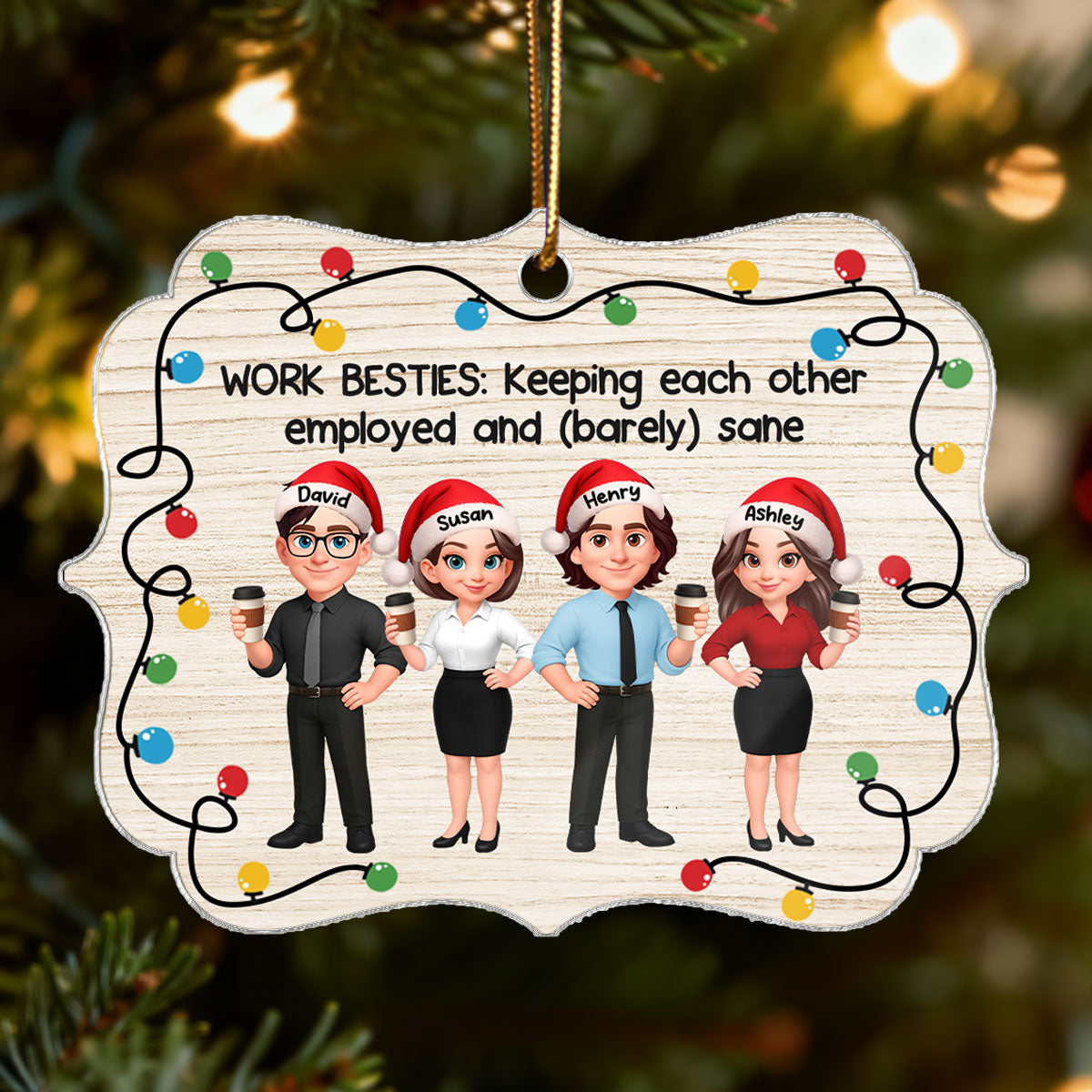 Work Besties Keeping Each Other Employed - Personalized Acrylic Ornament - Funny Gift For Work Besties, Colleagues