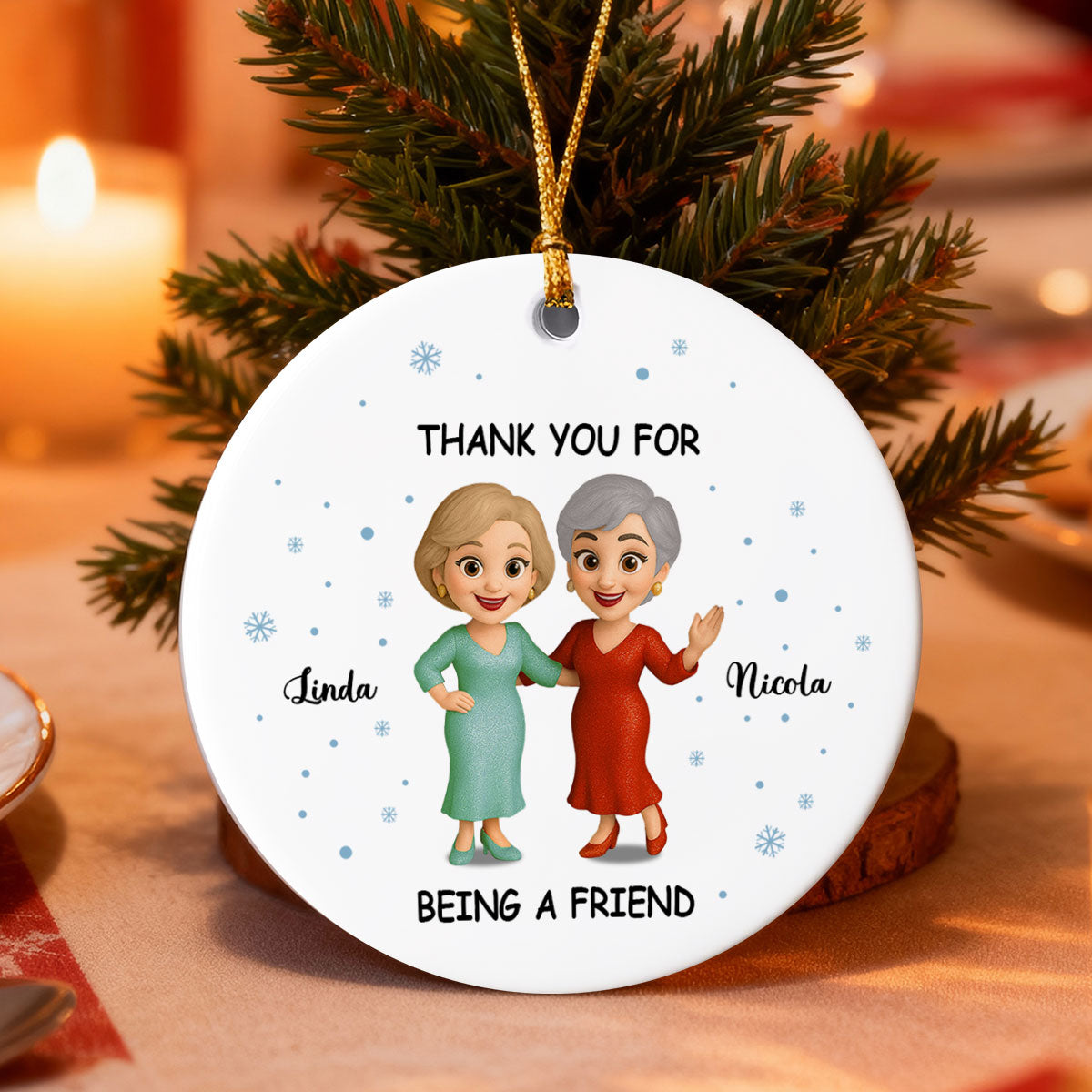 We'll Be Friends Until Old And Senile - Personalized Ceramic Ornament - Christmas Gift For Old Besties
