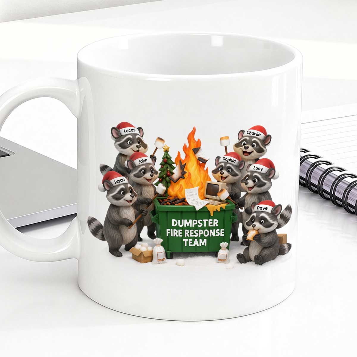 Funny Raccoon Dumpster on Fire Response Team - Personalized Mug - Funny Holiday Gift for Coworkers