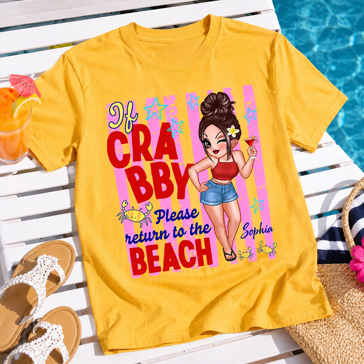 If Crabby Please Return to the Beach, Funny Sassy Summer Vacation Tee - Personalized Shirt
