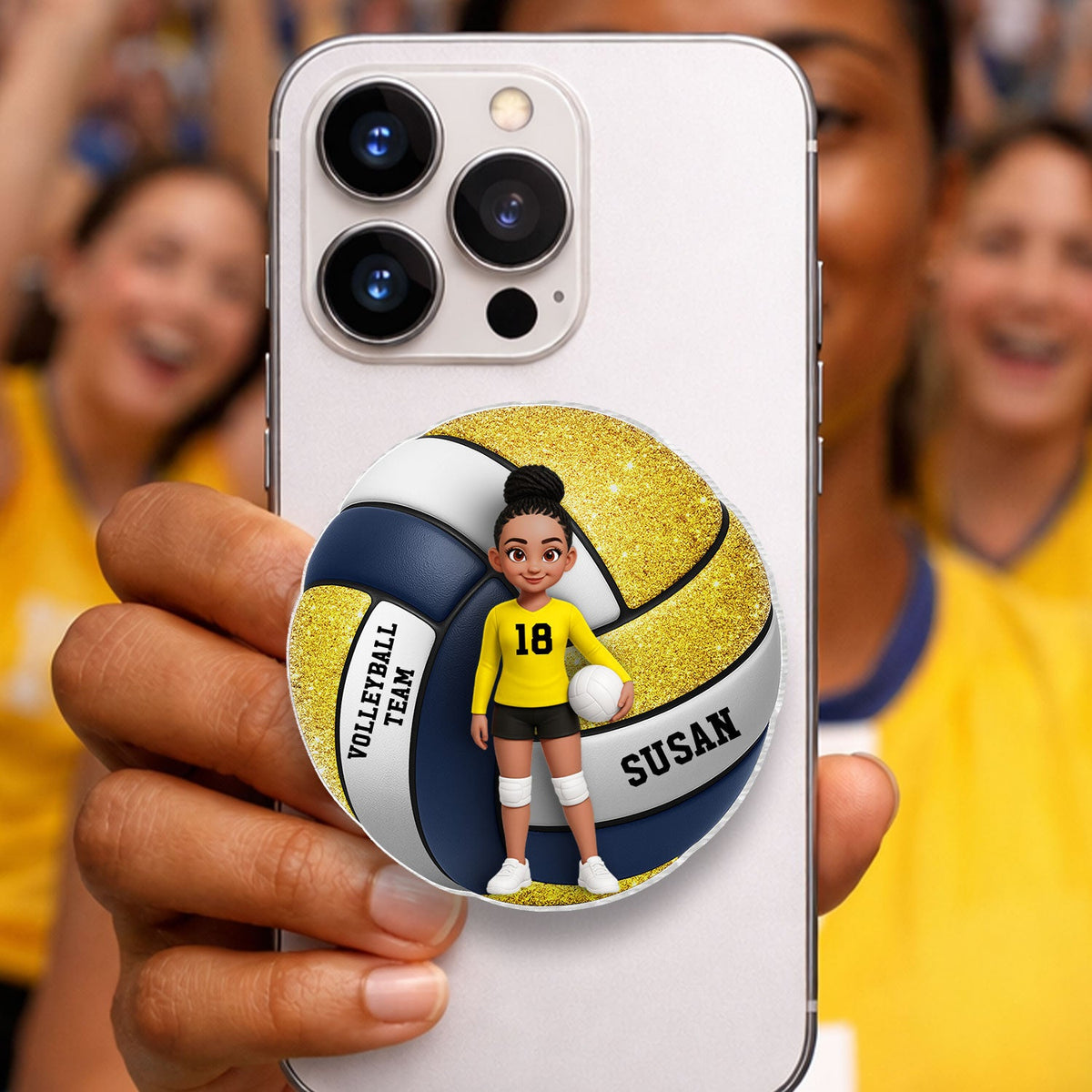 Volleyball Boy & Girl 3D Effect - Personalized Acrylic Magnetic Phone Grip - Gift for Teen Girl, Teen Boy, Girlfriend