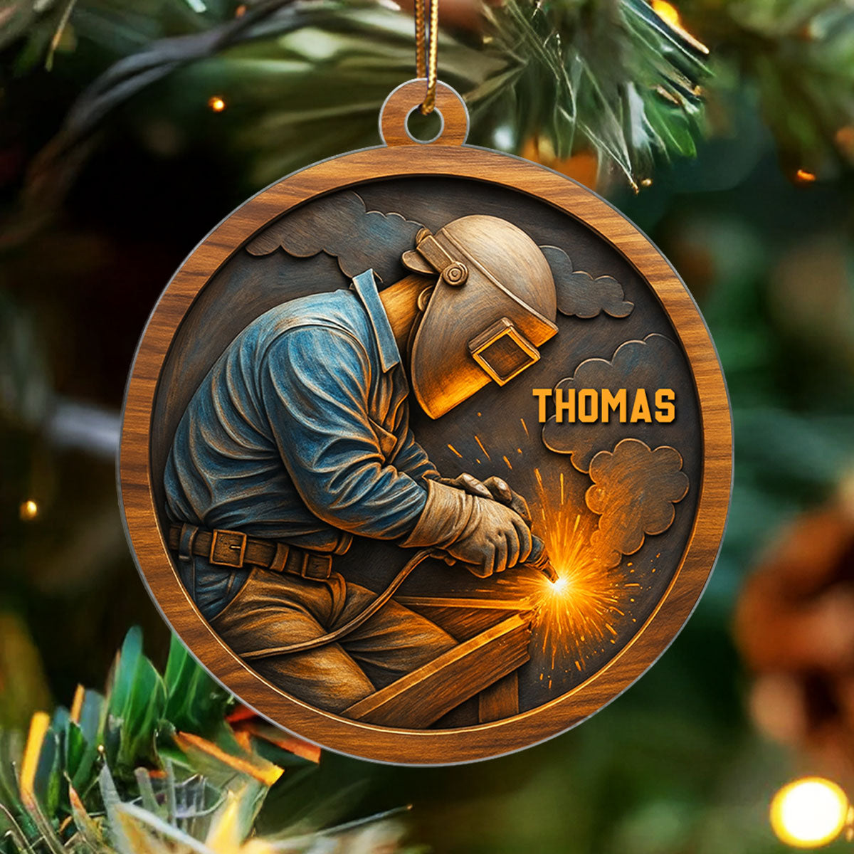 Strength, Sparks & Pride – Personalized Acrylic Ornament – Special Gift for Welders