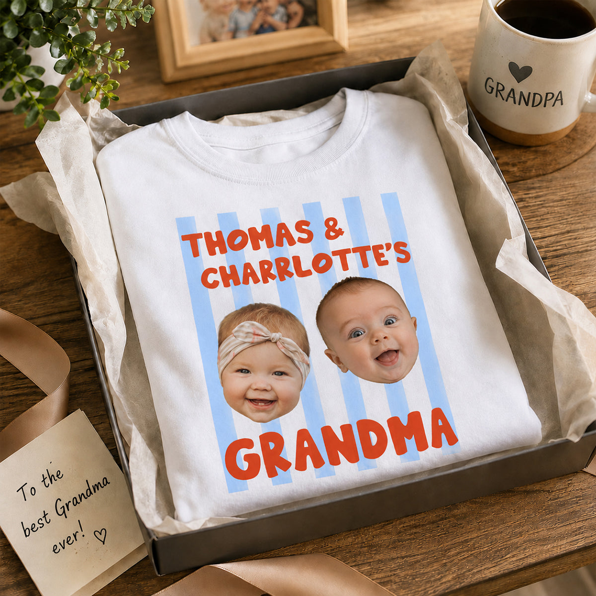 Baby Custom Photo Face Grandpa Grandama Dad Mom - Personalized Shirt