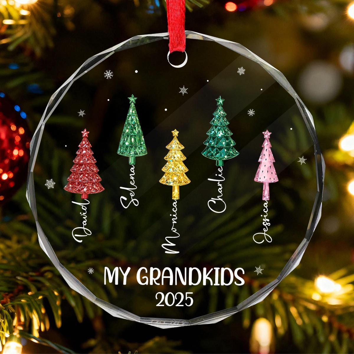 My Grandkids Christmas Tree 3D Crystal Effect - Personalized Glass Ornament - Christmas Gift for Grandma